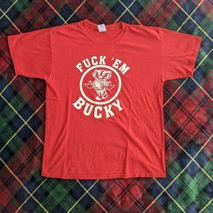 custom University of Wisconsin F' EM Bucky Tee - L